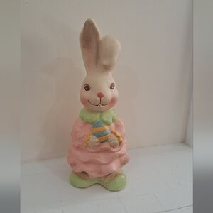 Vintage Cottagecore Shabby Chic Spring Easter Bunny Figurine.